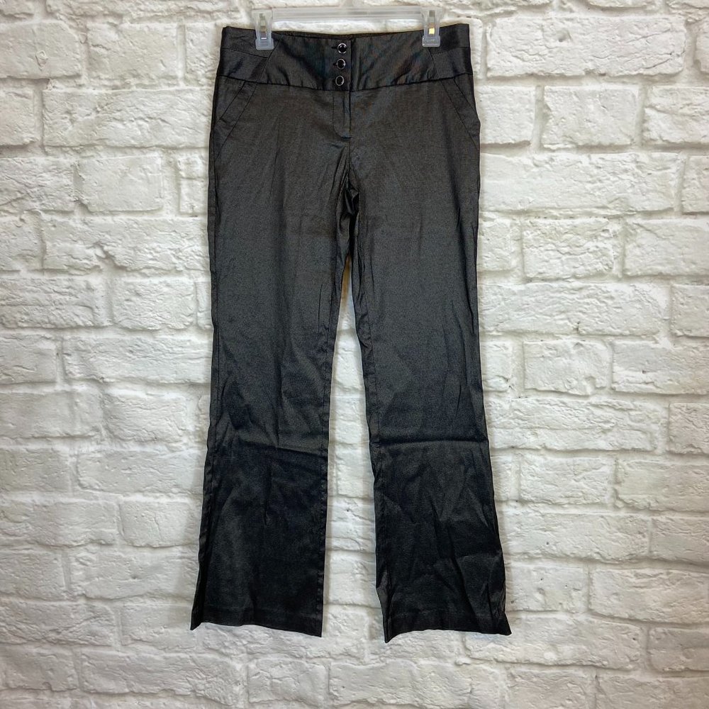 TRACY EVANS LIMITED Juniors Size 7 Dress Pants Black Sheen Pockets